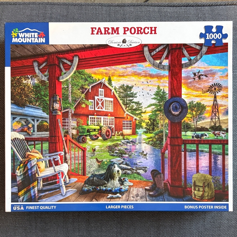 White Mountain Farm Porch 1000 Piece Puzzle